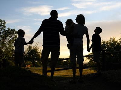 family at sunset