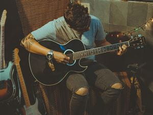 playing guitar