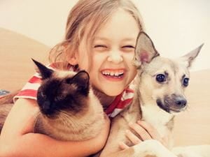 girl with pets