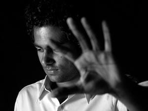 Man holding his hand out