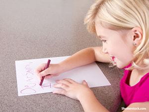 people little girl writing