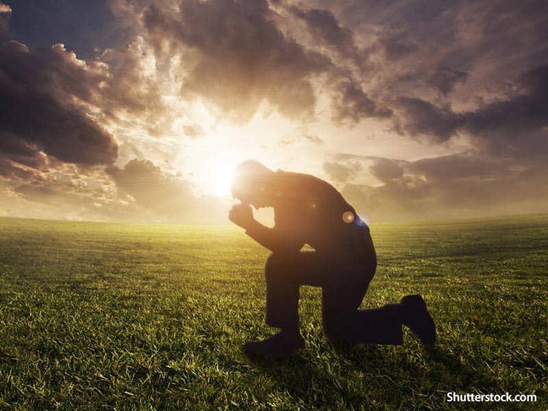 people man praying in field