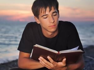 boy reading book