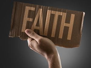 hand word faith cardboard