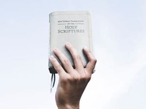 Person holding Bible