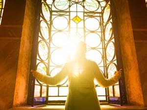 Woman in church