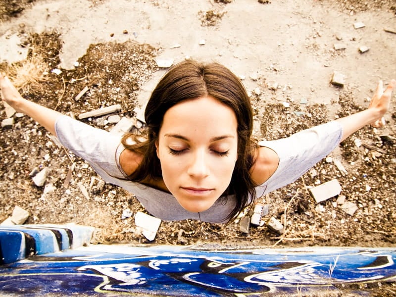 woman looking up