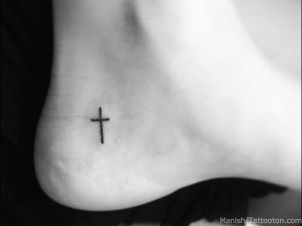 foot cross tattoo