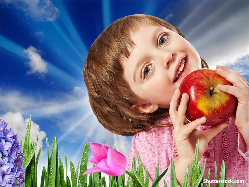 food girl with apple