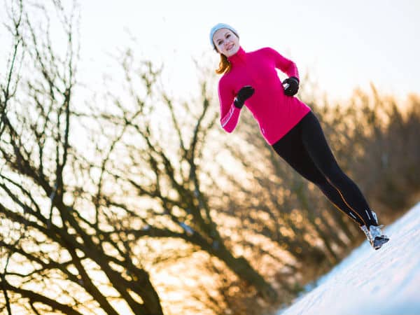 woman running in snow