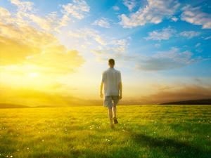 Man walking in field