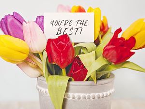 flowers and note