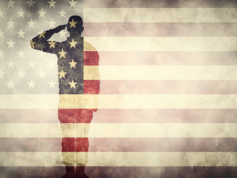patriotic USA salute soldier credit Shutterstock