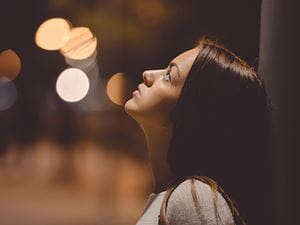 woman looking up