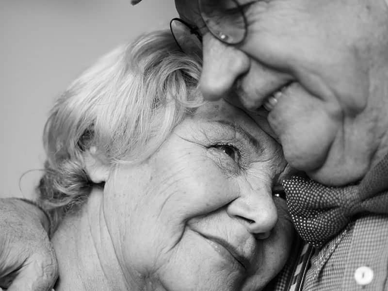 elderly couple black-white