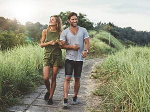 Man and woman walking