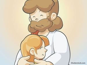 jesus cartoon hugging child