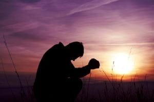 praying, sunset, pray, man