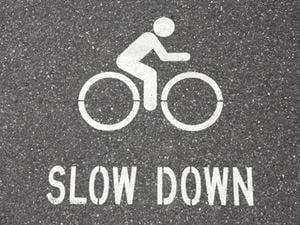 Slow down sign