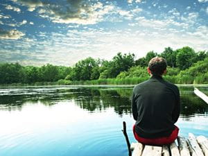 Man relaxing on a dock