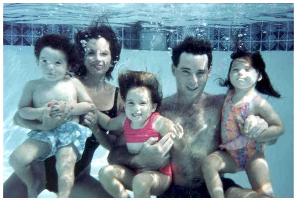 family swimming