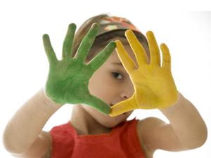 Child with painted hands