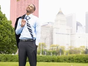 Business man enjoying freedom