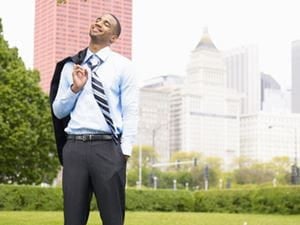 Business man enjoying freedom